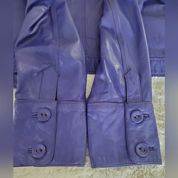 Purple 100% lambskin jacket CACHE LUXE, extremely soft, size  M - Picture 3 of 16